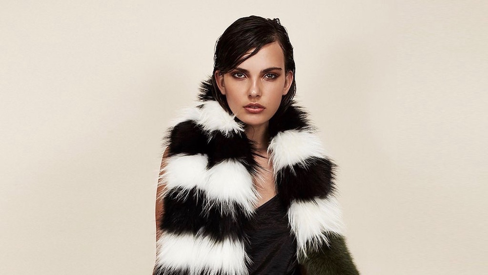 国内発 | CHARLOTTE SIMONE ♥ Popsicle real-fur stole Charlotte Simone Black & Pink Faux Fur Popsicle Scarf Stole